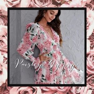 MULTICOLOR TIERED FLORAL A LINE SHIRRED  PREMIUM QUALITY DRE…